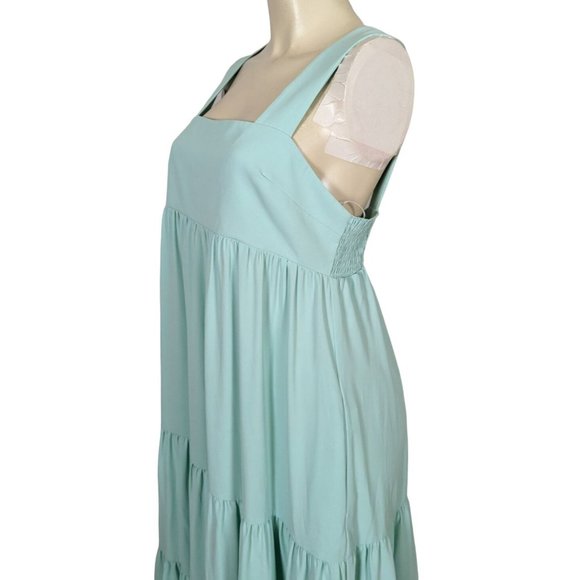 Amanda Uprichard empire waist ruffled maxi sleeveless seafoam dress sz M - Picture 6 of 10